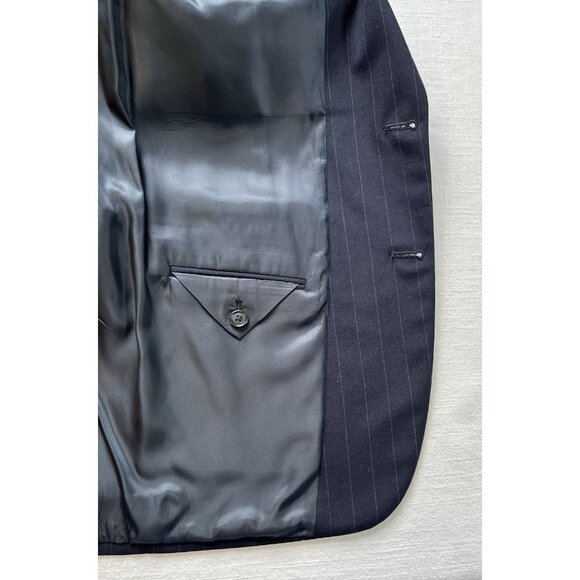 Burberrys’ Vtg Prorsum Pinstripe Suit Jacket Coat And Trousers‎ Pinstripe Navy - Picture 8 of 16